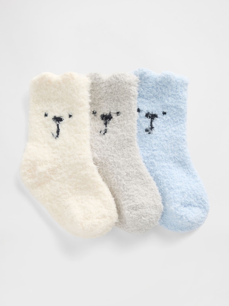 Gap Blue Cosy Bear Socks 3-Pack - Image 1 of 1