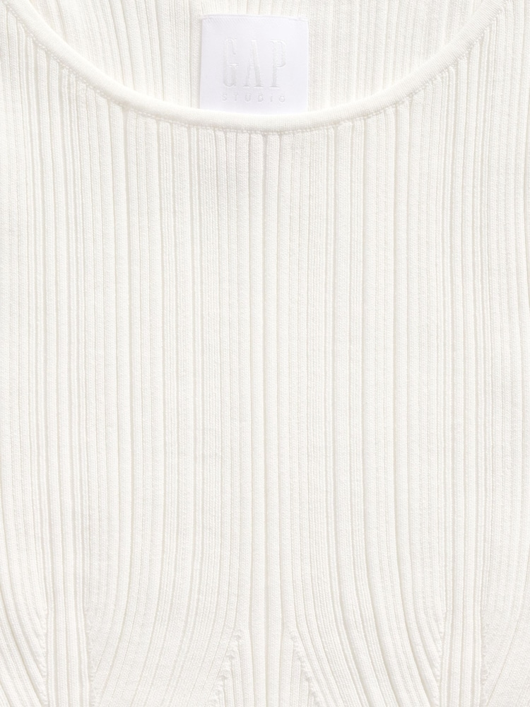 GapStudio White Rib T-Shirt - Image 6 of 6