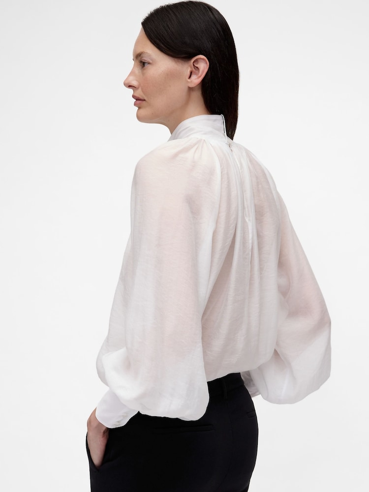 GapStudio White Sheer Bow Shirt - Image 2 of 4