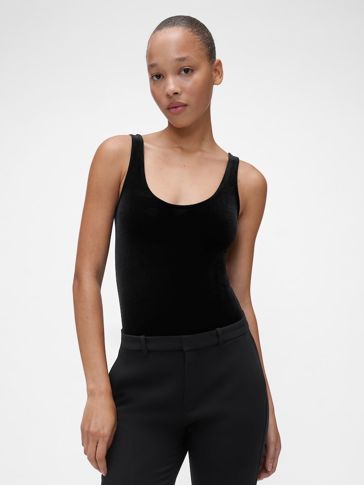 GapStudio Black Velvet Bodysuit - Image 1 of 6 GapStudio Black Velvet Bodysuit - Image 1 of 6