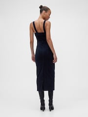 GapStudio Navy Blue Corduroy Belted Midi Dress - Image 3 of 6