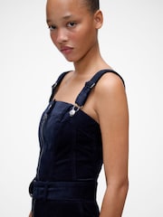 GapStudio Navy Blue Corduroy Belted Midi Dress - Image 5 of 6