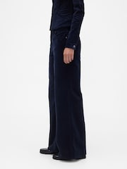 GapStudio Blue Low Rise Corduroy Wide-Leg Trousers - Image 3 of 5