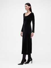 GapStudio Black Velvet Midi Dress - Image 4 of 5