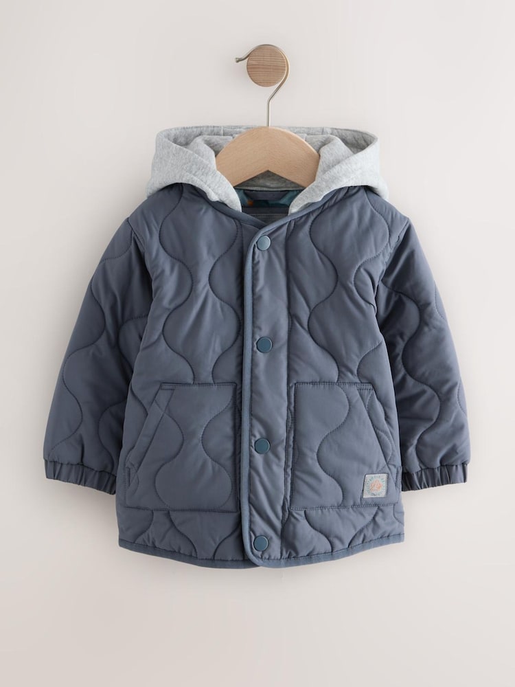Grey Quilted Jacket (3mths-7yrs) - Image 1 of 5 Grey Quilted Jacket (3mths-7yrs) - Image 1 of 5
