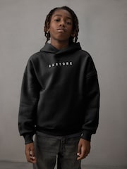 Castore Black/White Logo Oversized Heavyweight Cotton Hoodie - Image 1 of 3