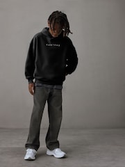 Castore Black/White Logo Oversized Heavyweight Cotton Hoodie - Image 2 of 3