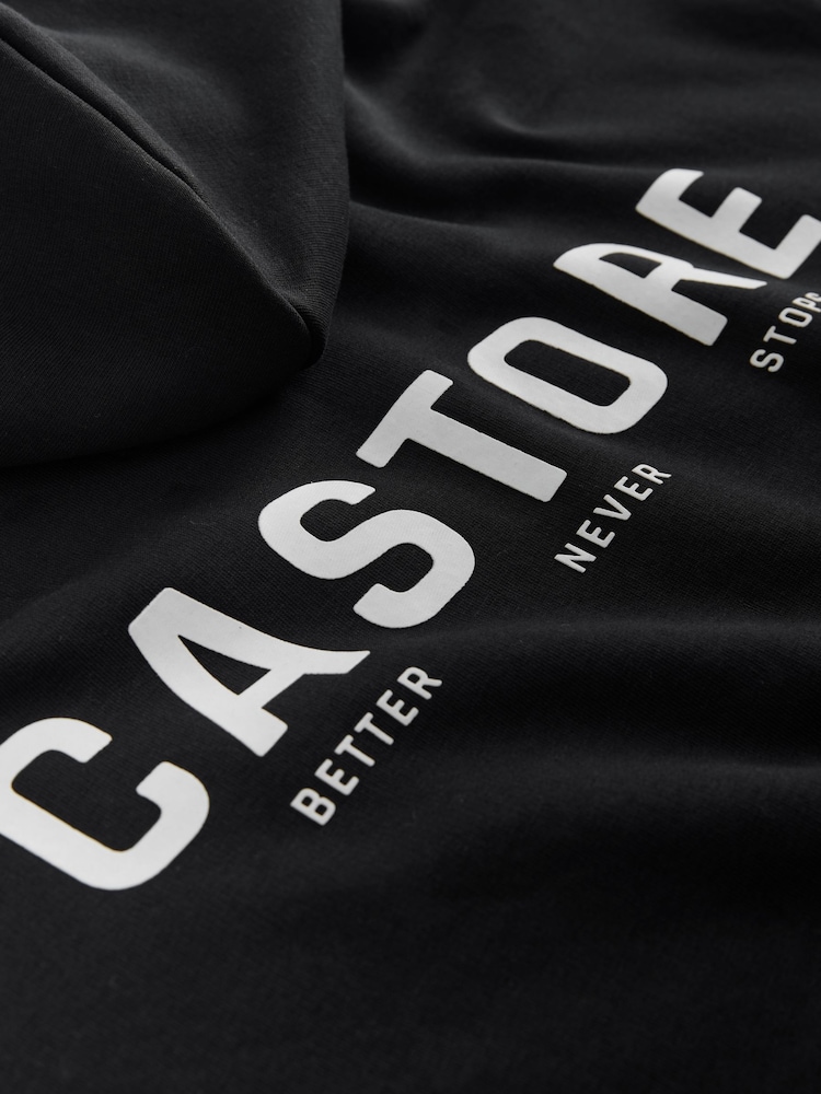 Castore Black/White Logo Oversized Heavyweight Cotton Hoodie - Image 7 of 7