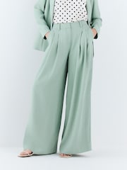 Sage Green Crinkle Palazzo Trousers - Image 3 of 8