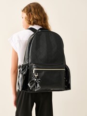 Black Bow Detail PU Bow Backpack - Image 1 of 9