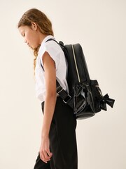 Black Bow Detail PU Bow Backpack - Image 2 of 9