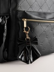 Black Bow Detail PU Bow Backpack - Image 8 of 9
