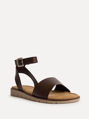 Linzi Brown Wide Fit Denia Flat Sandals - Image 3 of 5