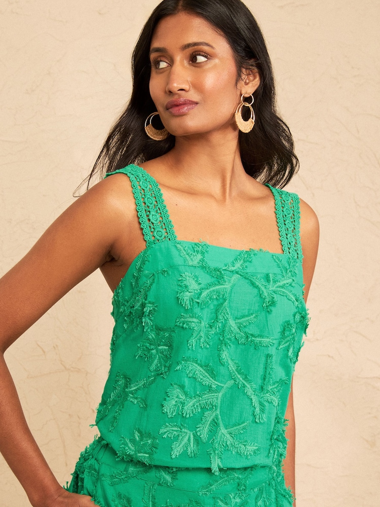 Love & Roses Bright Green 3D Palm Print Cami - Image 1 of 5