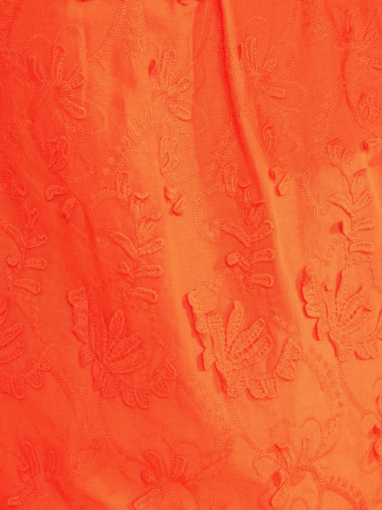Love & Roses Orange 3D Palm Square Neck Blouse - Image 5 of 5
