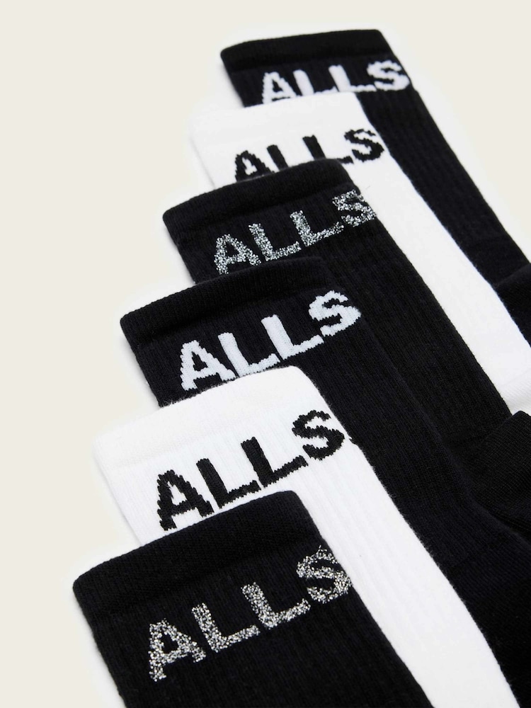 AllSaints Black Jae Logo Socks 3 Pack - Image 2 of 2 AllSaints Black Jae Logo Socks 3 Pack - Image 2 of 2