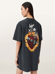 AllSaints Black Heartfelt T-Shirt Dress - Image 4 of 7