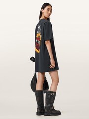 AllSaints Black Heartfelt T-Shirt Dress - Image 6 of 7