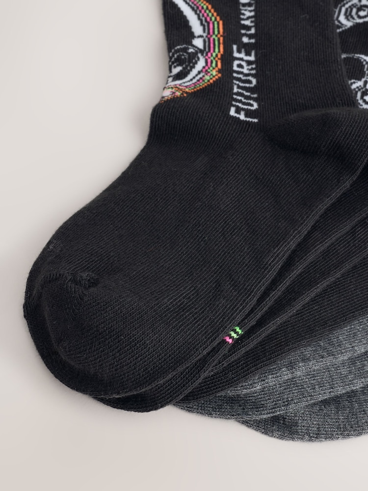 Black Bright Headphones Cotton Rich Socks 7 Pack - Image 3 of 3 Black Bright Headphones Cotton Rich Socks 7 Pack - Image 3 of 3
