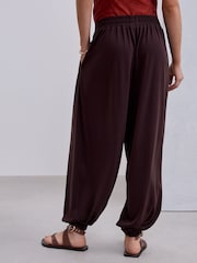 Chocolate Brown Slinky Pleated Balloon Trousers - Image 3 of 7