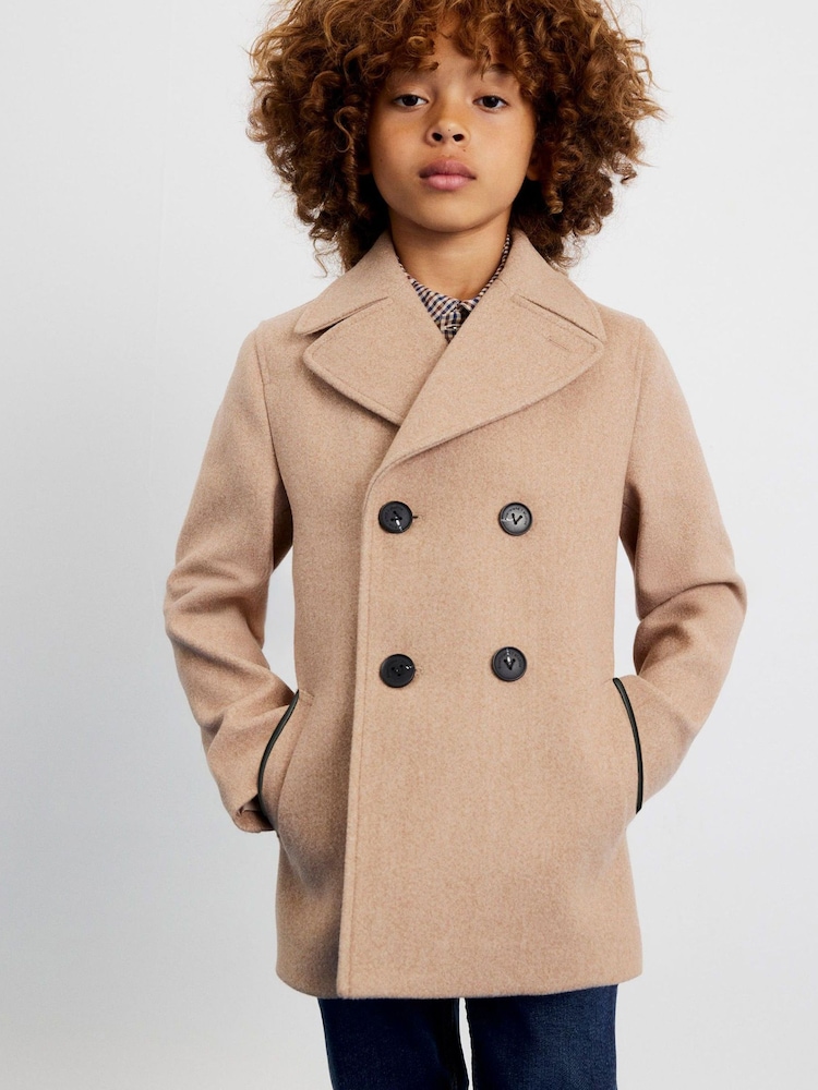 River Island Natural Smart Button Peacoat - Image 1 of 4