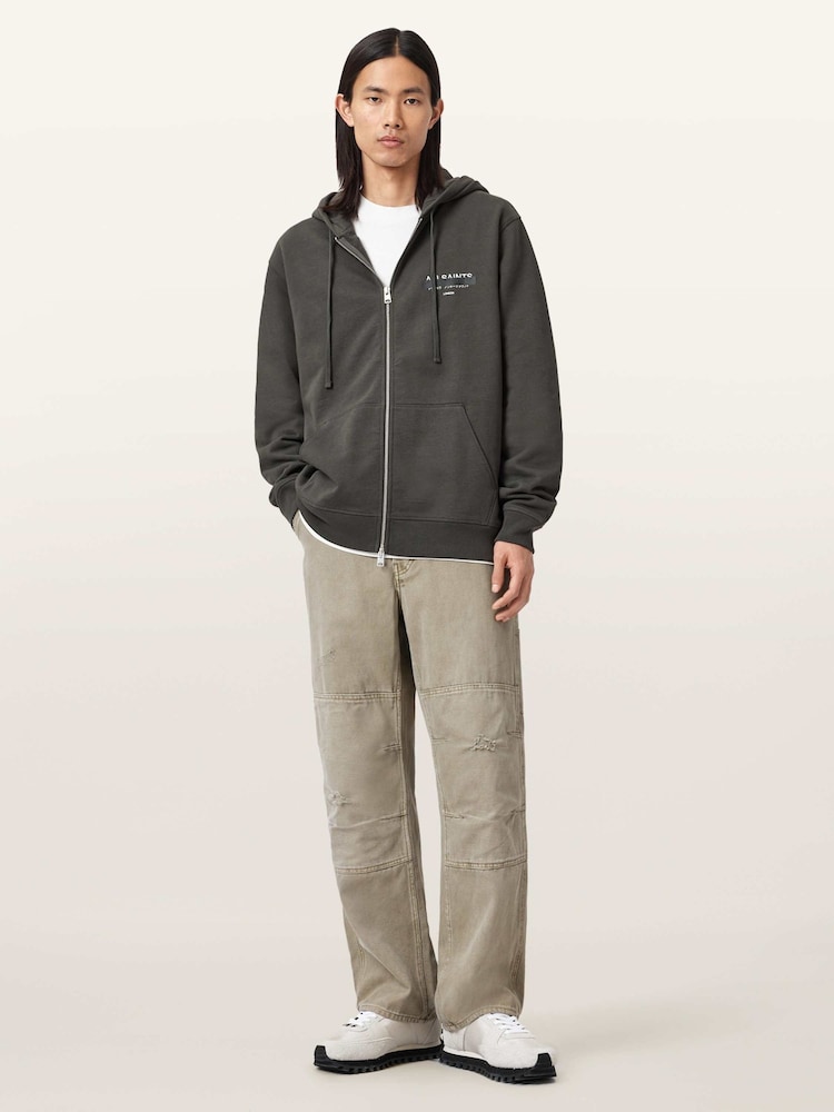 AllSaints Black Redact Zip Hoodie - Image 2 of 6