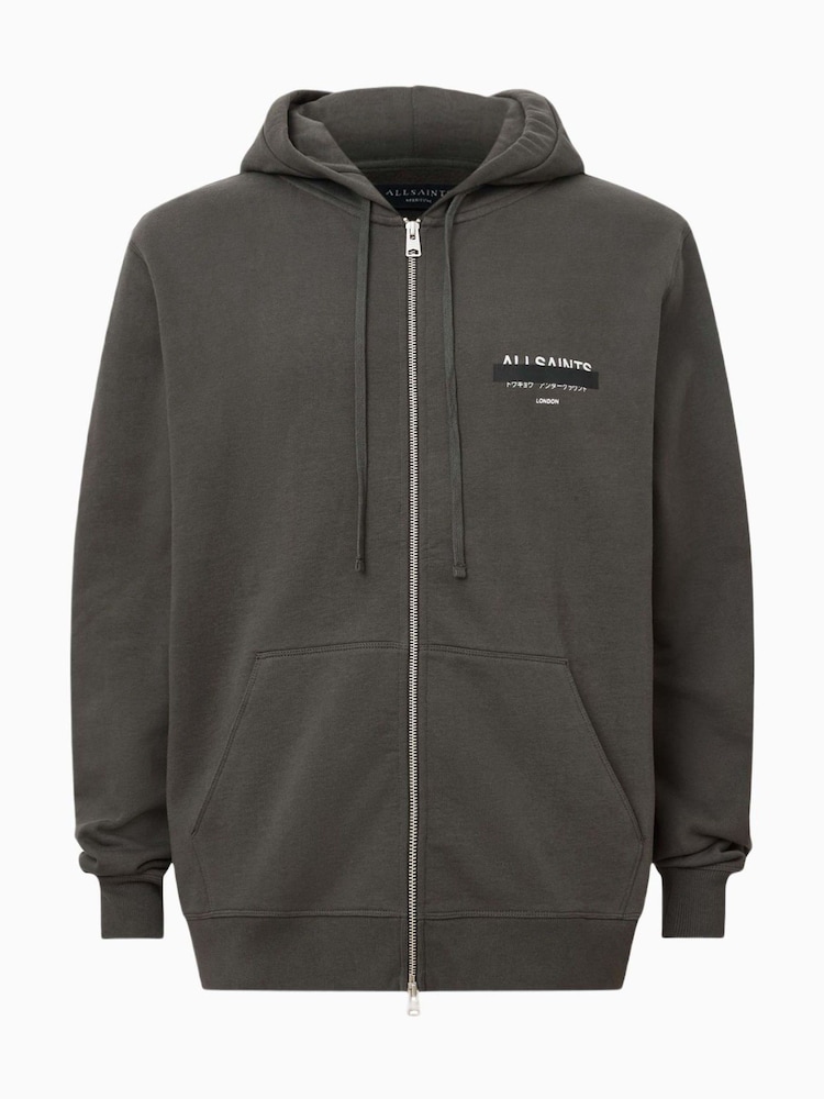 AllSaints Black Redact Zip Hoodie - Image 6 of 6