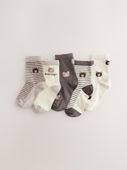 Neutral Bears Character Cotton Rich Socks 5 Pack - Image 1 of 3