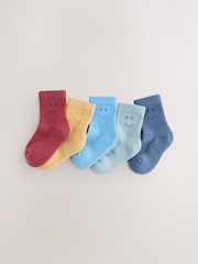 Multi Faces Cushioned Footbed Cotton Rich Ribbed Socks 5 Pack - Image 1 of 3