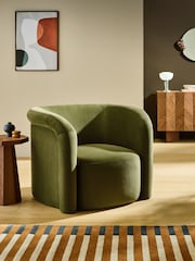 MADE.COM Olive Green Velvet Enya Accent Chair - Image 1 of 5