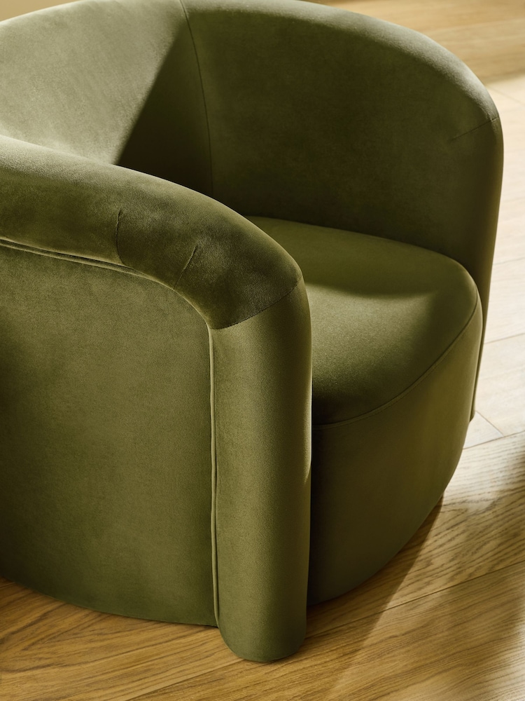 MADE.COM Olive Green Velvet Enya Accent Chair - Image 2 of 5 MADE.COM Olive Green Velvet Enya Accent Chair - Image 2 of 5