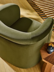 MADE.COM Olive Green Velvet Enya Accent Chair - Image 3 of 5