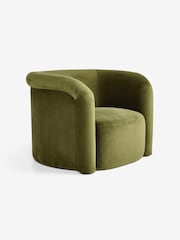 MADE.COM Olive Green Velvet Enya Accent Chair - Image 4 of 5
