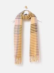 Oliver Bonas Yellow Checked Textured Midweight Scarf - Image 1 of 5