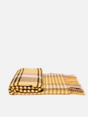 Oliver Bonas Yellow Checked Textured Midweight Scarf - Image 2 of 5