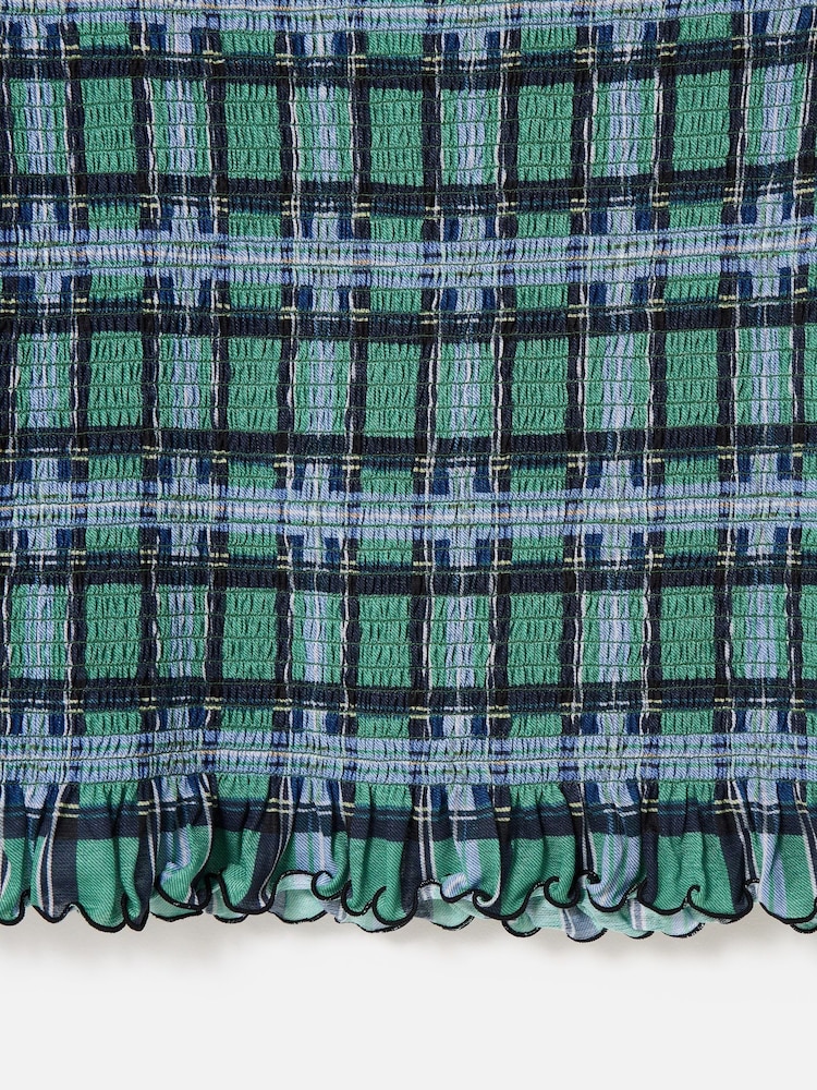 Oliver Bonas Green Checked Shirred Mesh Top - Image 8 of 8 Oliver Bonas Green Checked Shirred Mesh Top - Image 8 of 8