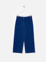 Oliver Bonas Blue Corduroy Cropped Wide Leg Trousers - Image 3 of 7