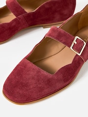 Oliver Bonas Red Suede Scalloped Mary Jane Shoes - Image 6 of 7