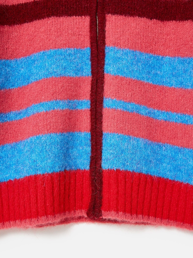 Oliver Bonas Red Striped Knitted Bomber Jacket - Image 7 of 7