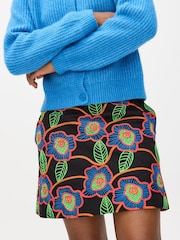 Oliver Bonas Black Floral Embroidered Mini Skirt - Image 1 of 7