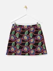 Oliver Bonas Black Floral Embroidered Mini Skirt - Image 3 of 7
