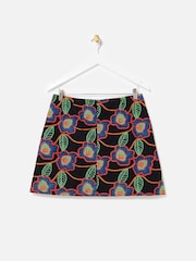 Oliver Bonas Black Floral Embroidered Mini Skirt - Image 4 of 7