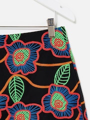 Oliver Bonas Black Floral Embroidered Mini Skirt - Image 6 of 7