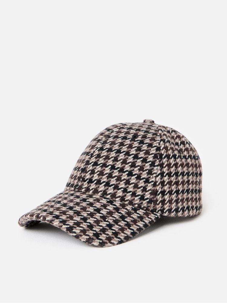 Oliver Bonas Black Houndstooth Cherry Motif Cap Hat - Image 2 of 5 Oliver Bonas Black Houndstooth Cherry Motif Cap Hat - Image 2 of 5