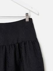 Oliver Bonas Black Floral Quilted Midi Skirt - Image 6 of 7
