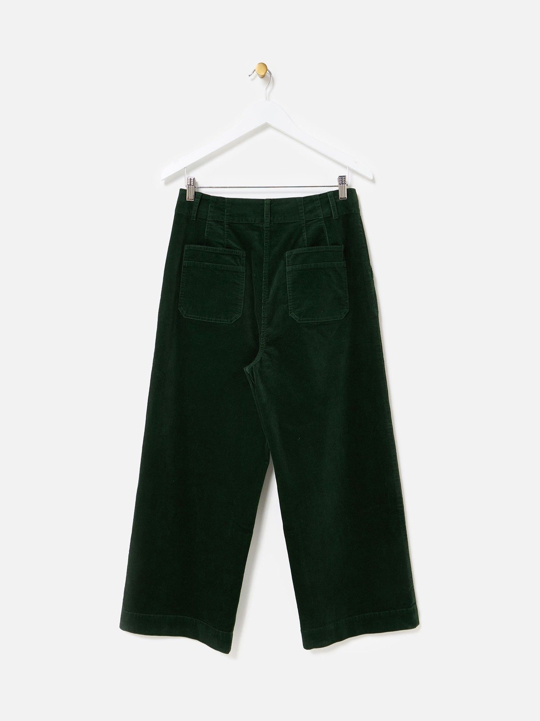 Buy Oliver Bonas Green Corduroy Cropped Wide Leg Trousers from the