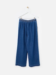 Oliver Bonas Blue Washed Seam Detail Wide Leg Jogger Trousers - Image 4 of 7