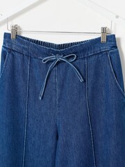 Oliver Bonas Blue Washed Seam Detail Wide Leg Jogger Trousers - Image 5 of 7