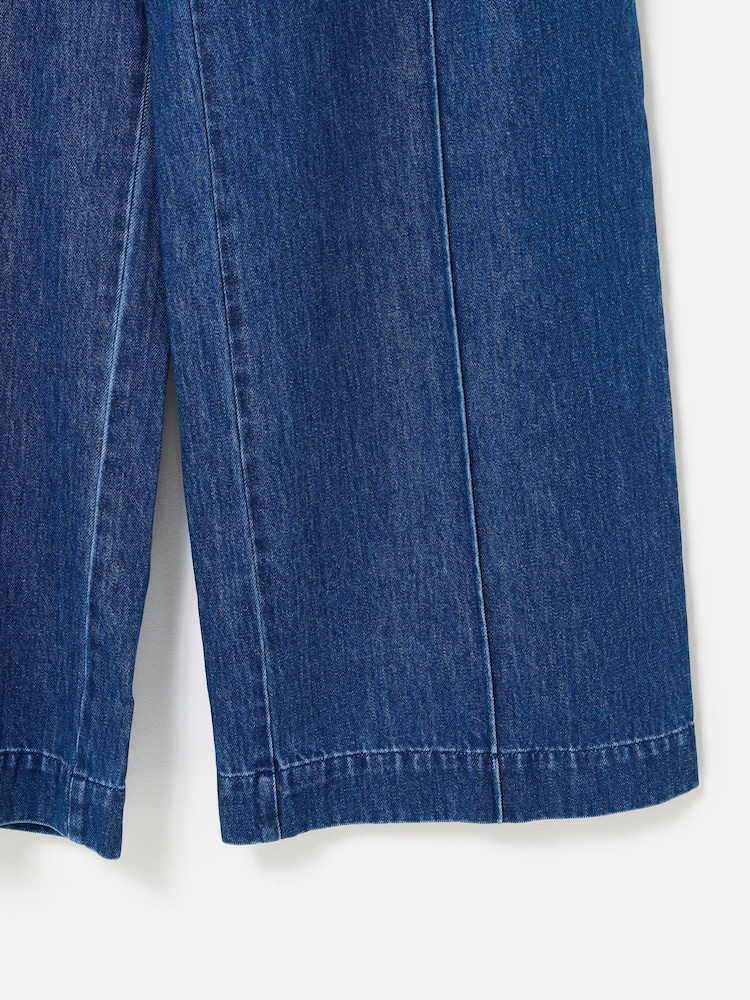Oliver Bonas Blue Washed Seam Detail Wide Leg Jogger Trousers - Image 7 of 7 Oliver Bonas Blue Washed Seam Detail Wide Leg Jogger Trousers - Image 7 of 7