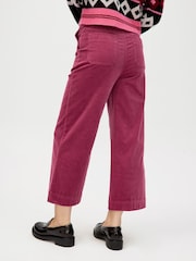 Oliver Bonas Purple Corduroy Cropped Wide Leg Trousers - Image 2 of 8
